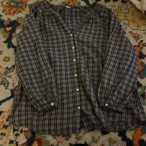 Plaid button down blouse